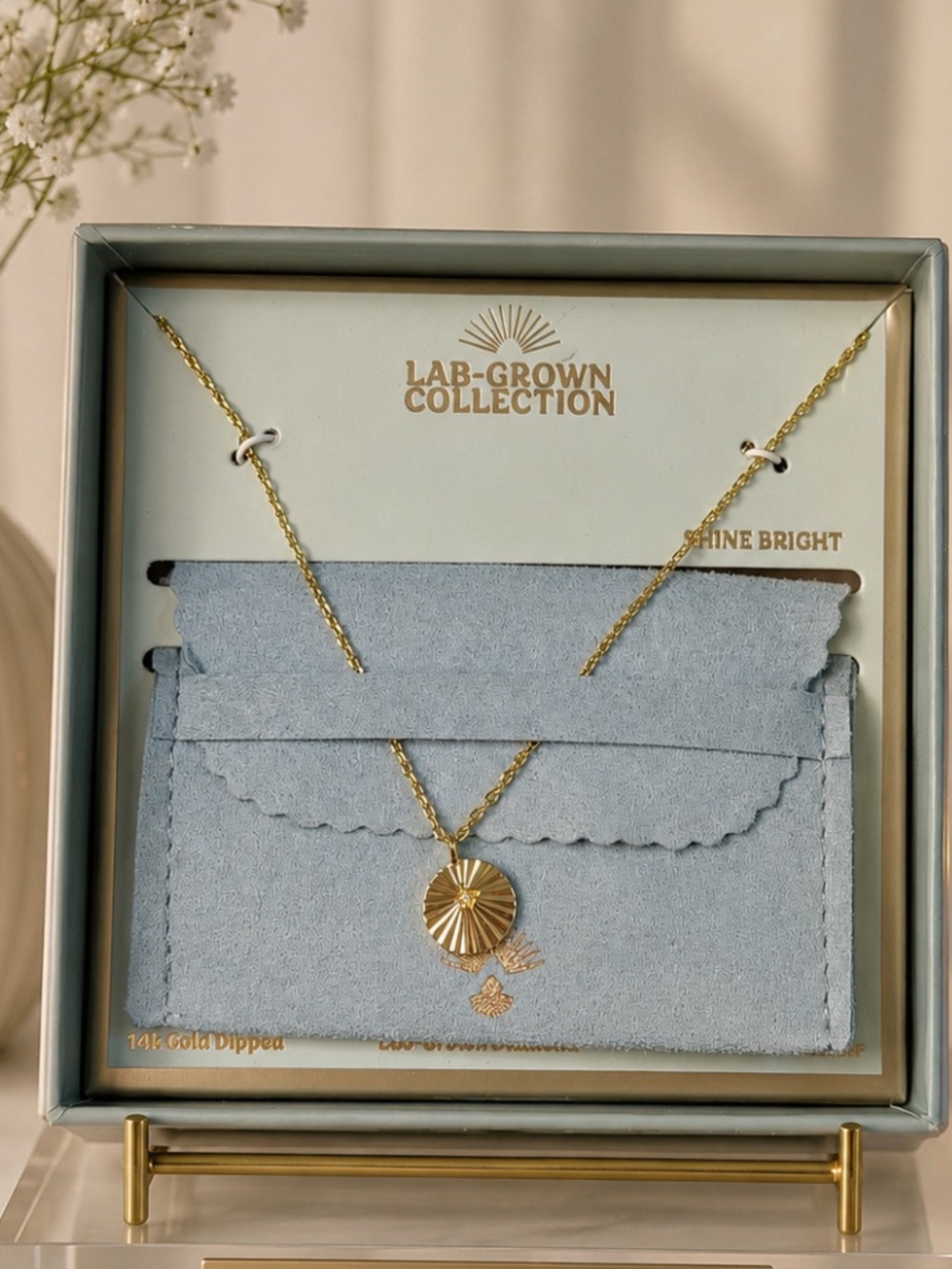 Lab-Grown Collection 14k Gold Dipped Sunburst Pendant Necklace - Gold